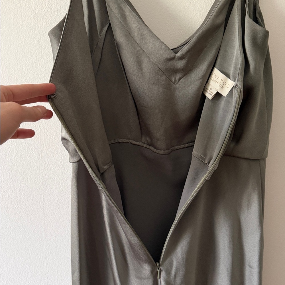 Jenny Yoo Olive Green Satin Slip Dress - Picture 9 of 10